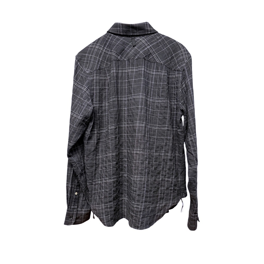 Rag & Bone Plaid Button Down Shirt Black Cotton Stretch Western Yoke Men's M NWT - Picture 3 of 8